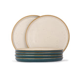 Ceramic Dinner Plates Set Of 6 Pieces, Teal Ivory Slow Series | Ceramic Plates Set - Glossy Finish Plate Set | Ceramic Dinner Plates - Plates Set For Dinner | Microwave Safe & Dishwasher Safe